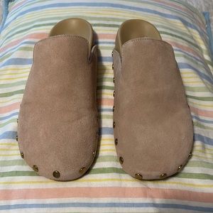 J.Crew suede studded mules/clogs